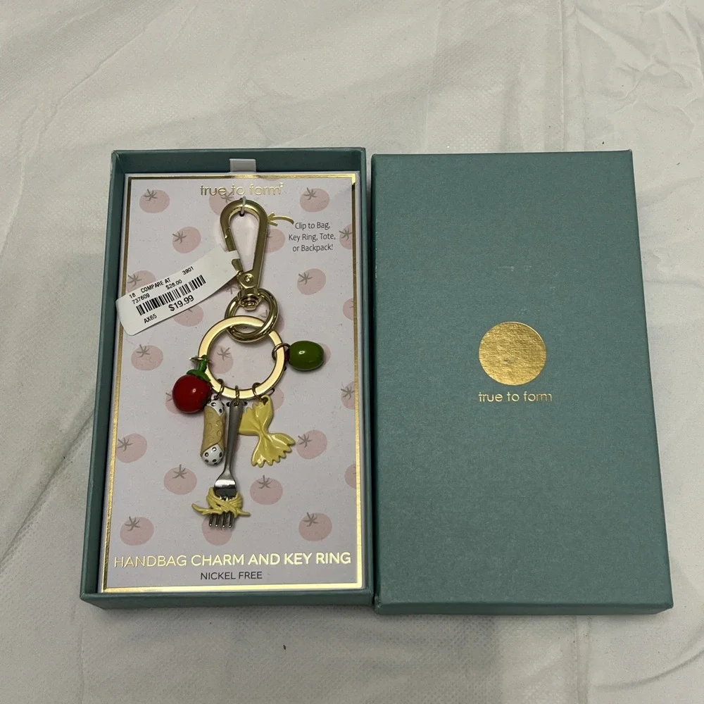 True To Form Brand Bag Key Ring Bag Clip Fun Tomato Pasta Cannoli Olive Charms